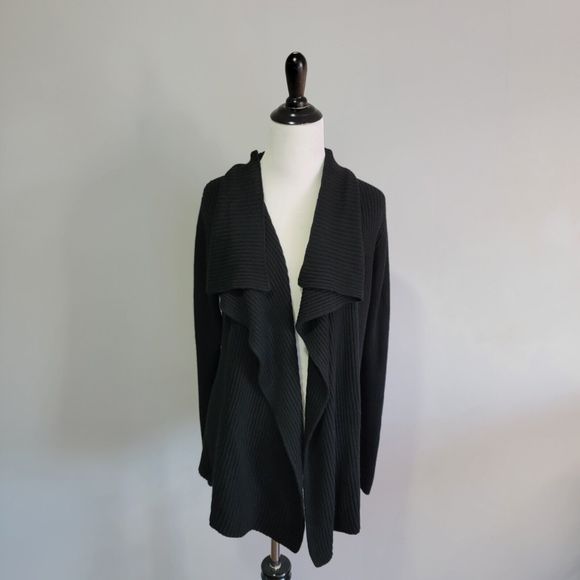Banana Republic Women's Waterfall  Black Open Wool Blend Cardigan Sweater‎ M - Picture 1 of 7
